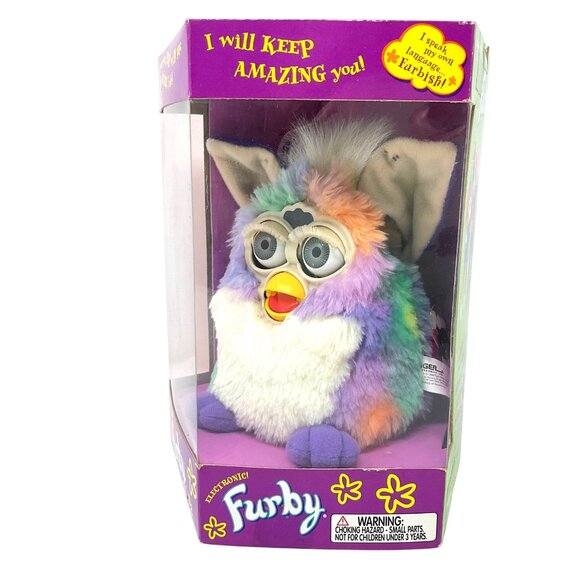 Furby Tie Dye Pastel Rainbow Gray Eyes 1999 Vintage Original Factory Sealed - Picture 3 of 8